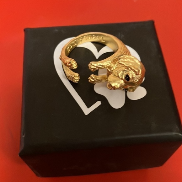 Dog Gold Tone Wraparound Adjustable Ring with a box - Picture 2 of 4